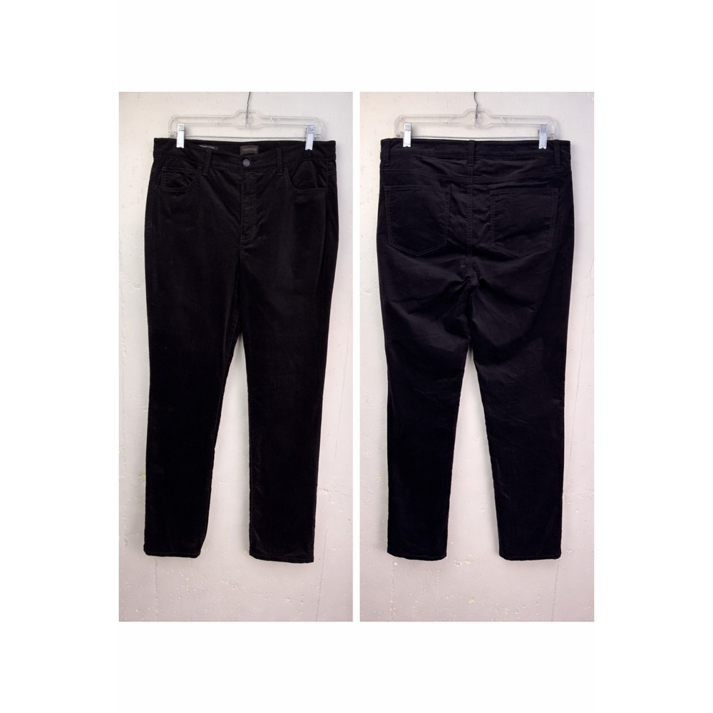 Talbots Velveteen Straight Leg 5 pocket Pants Black Size 10 High‎ Rise Stretch